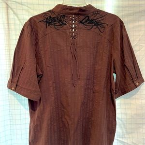 Harley blouse with lace up back & cuff short sleeves